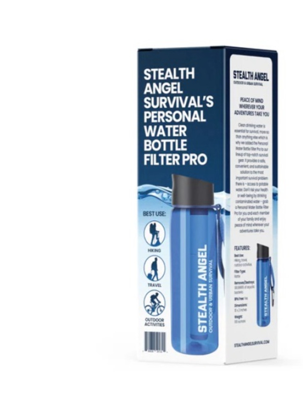 Personal Water Bottle Filter Pro Stealth Angel Survival - New